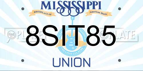8SIT85 Mississippi License Plate