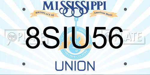 8SIU56 Mississippi License Plate