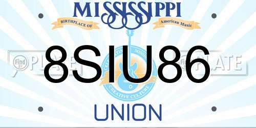 8SIU86 Mississippi License Plate
