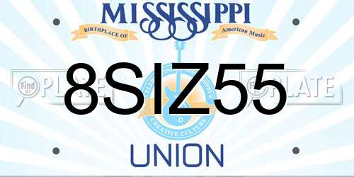8SIZ55 Mississippi License Plate