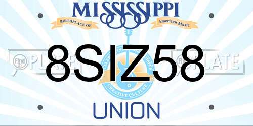 8SIZ58 Mississippi License Plate