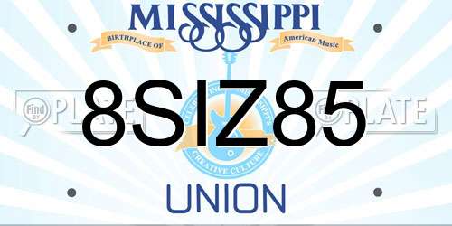 8SIZ85 Mississippi License Plate