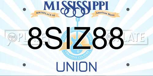 8SIZ88 Mississippi License Plate