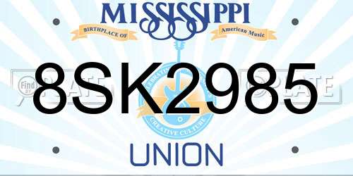 8SK2985 Mississippi License Plate
