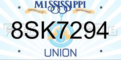 8SK7294 Mississippi License Plate