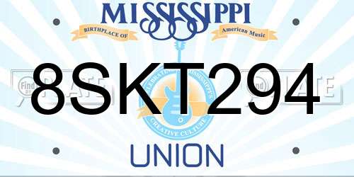 8SKT294 Mississippi License Plate