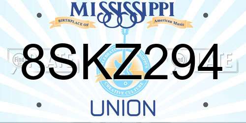 8SKZ294 Mississippi License Plate