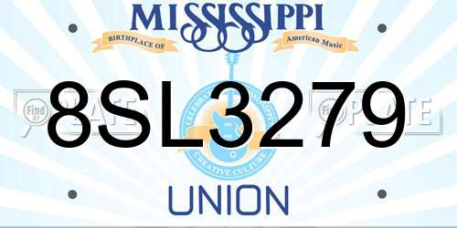 8SL3279 Mississippi License Plate
