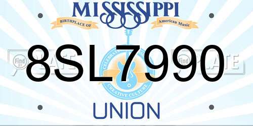 8SL7990 Mississippi License Plate