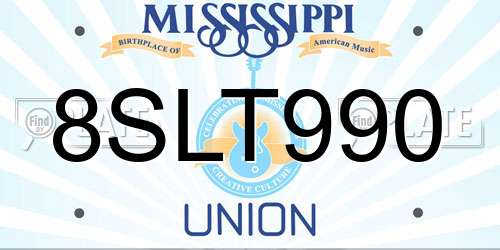 8SLT990 Mississippi License Plate