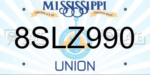 8SLZ990 Mississippi License Plate