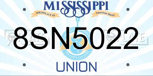 8SN5022 Mississippi License Plate