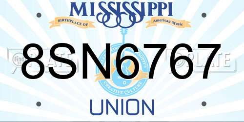 8SN6767 Mississippi License Plate