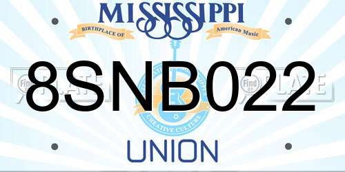 8SNB022 Mississippi License Plate