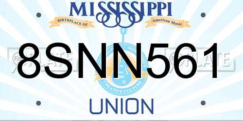 8SNN561 Mississippi License Plate