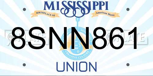 8SNN861 Mississippi License Plate
