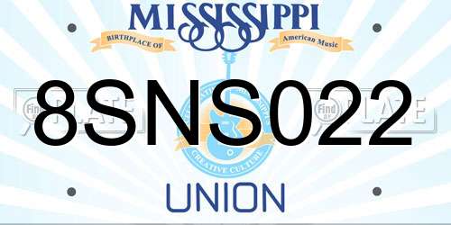8SNS022 Mississippi License Plate