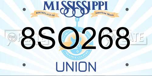 8SO268 Mississippi License Plate