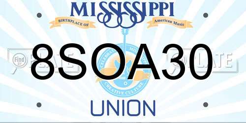 8SOA30 Mississippi License Plate