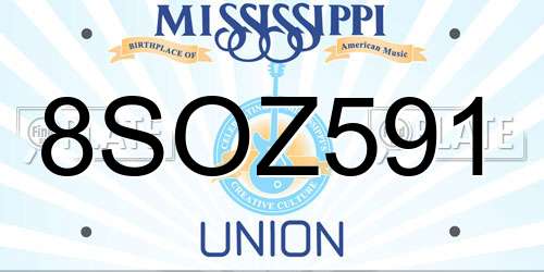 8SOZ591 Mississippi License Plate