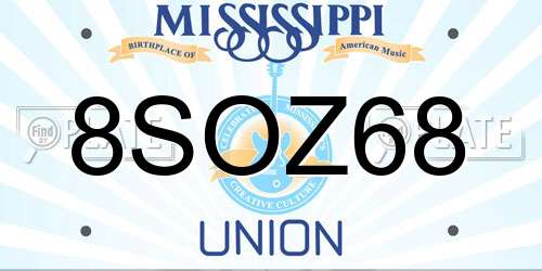 8SOZ68 Mississippi License Plate