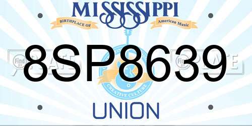 8SP8639 Mississippi License Plate
