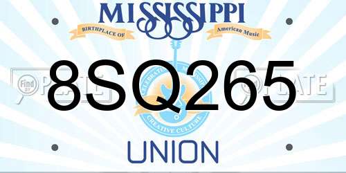 8SQ265 Mississippi License Plate