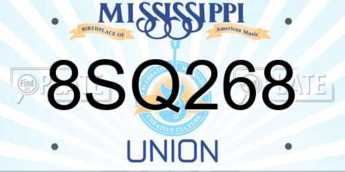 8SQ268 Mississippi License Plate