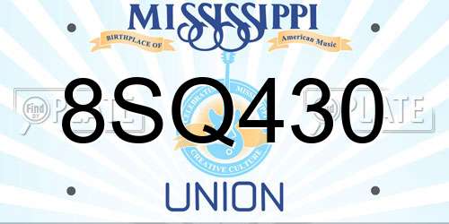 8SQ430 Mississippi License Plate