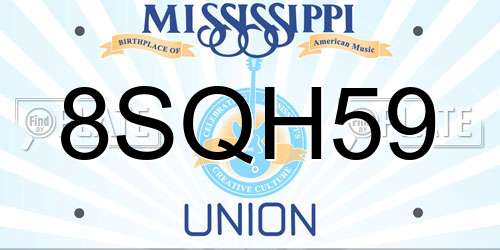 8SQH59 Mississippi License Plate