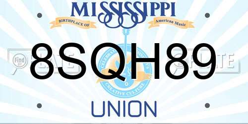 8SQH89 Mississippi License Plate