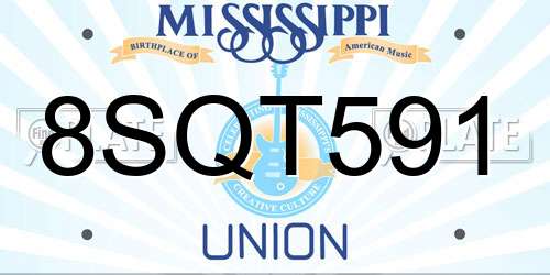 8SQT591 Mississippi License Plate