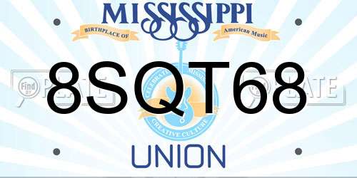 8SQT68 Mississippi License Plate