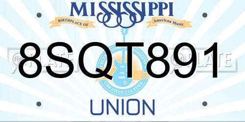 8SQT891 Mississippi License Plate