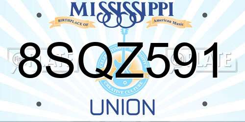 8SQZ591 Mississippi License Plate
