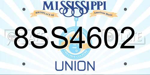 8SS4602 Mississippi License Plate