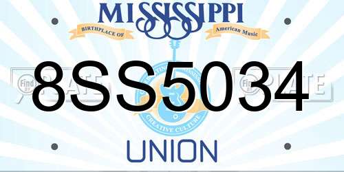 8SS5034 Mississippi License Plate