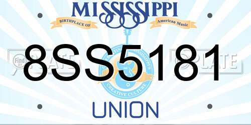 8SS5181 Mississippi License Plate
