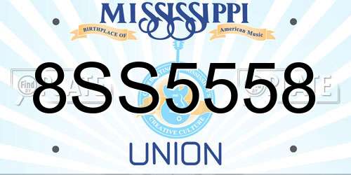 8SS5558 Mississippi License Plate
