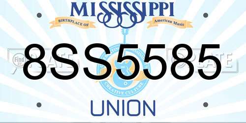 8SS5585 Mississippi License Plate