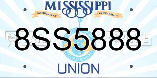 8SS5888 Mississippi License Plate