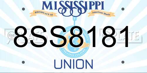 8SS8181 Mississippi License Plate