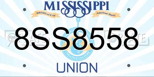 8SS8558 Mississippi License Plate