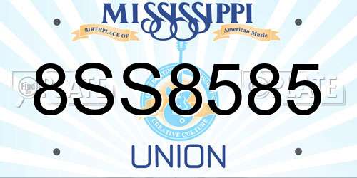 8SS8585 Mississippi License Plate