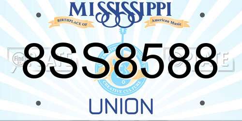 8SS8588 Mississippi License Plate