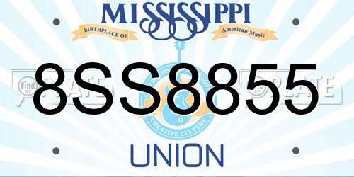 8SS8855 Mississippi License Plate