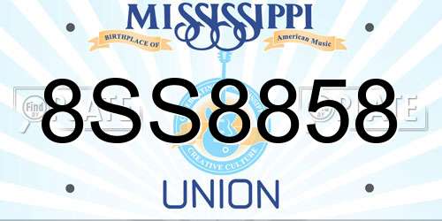 8SS8858 Mississippi License Plate