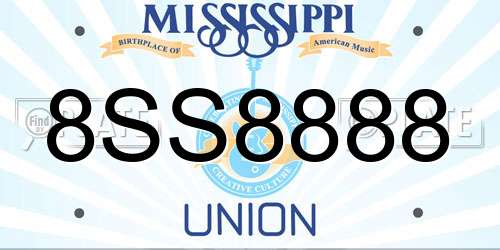 8SS8888 Mississippi License Plate