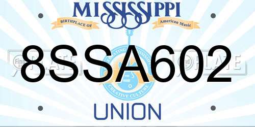 8SSA602 Mississippi License Plate