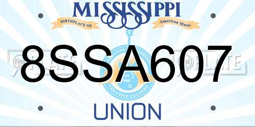 8SSA607 Mississippi License Plate